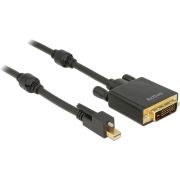 Delock 85637 Kabel mini DisplayPort 1.2 male met schroef > DVI male 4K 30 Hz Actief 5 m zwart