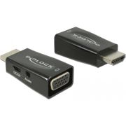 DeLOCK 65901 HDMI A VGA & 3.5 mm Audio Zwart kabeladapter/verloopstukje