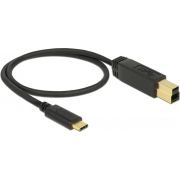 DeLOCK 83674 0.5m USB C USB B Mannelijk Mannelijk Zwart USB-kabel