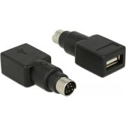DeLOCK 65898 PS/2 USB Type-A Zwart, Roestvrijstaal kabeladapter/verloopstukje