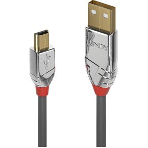 Lindy 36635 7.5m USB A Mini-USB B Mannelijk Mannelijk Grijs USB-kabel