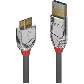 Lindy 36657 1m USB A Micro-USB B Mannelijk Mannelijk Grijs USB-kabel