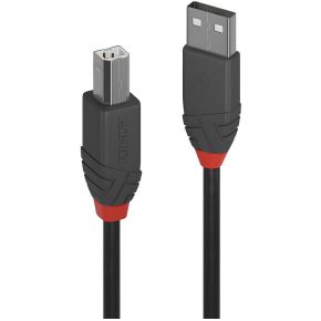 Lindy 36671 0.5m USB A USB B Mannelijk Vrouwelijk Zwart, Grijs USB-kabel