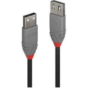 Lindy 36701 0.5m USB A USB A Mannelijk Vrouwelijk Zwart, Grijs USB-kabel