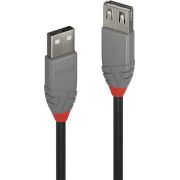 Lindy-36701-0-5m-USB-A-USB-A-Mannelijk-Vrouwelijk-Zwart-Grijs-USB-kabel