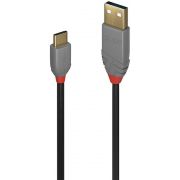 Lindy 36885 0.5m USB A USB C Mannelijk Mannelijk Zwart, Grijs USB-kabel
