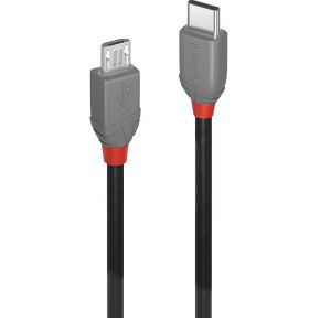 Lindy 36891 1m USB C Micro-USB B Mannelijk Mannelijk Zwart, Grijs USB-kabel