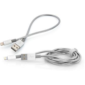 Verbatim Lightning kabel Sync & Charge 100cm + 30 cm zilver