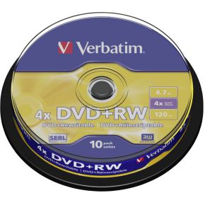 DVD+RW Verbatim 4X 10st. Cakebox