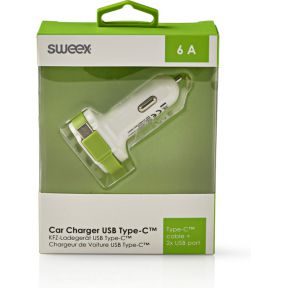 Sweex Autolader 3 Uitgangen 6 A 2X Usb C Witgroen sweex kopen in de aanbieding