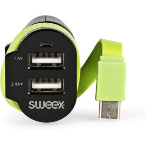 Sweex Autolader 3 Uitgangen 6 A 2X Usb C Zwartgroen sweex kopen in de aanbieding