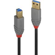 Lindy 36742 2m USB A USB B Mannelijk Mannelijk Zwart, Grijs USB-kabel