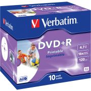 Verbatim DVD+R 16X 10st. Jewelcase Printable