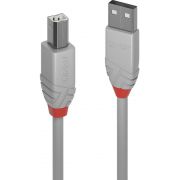 Lindy 36683 2m USB A USB B Mannelijk Mannelijk Grijs USB-kabel