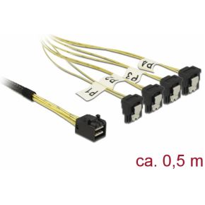 DeLOCK 85684 1 x Mini SAS HD SFF-8643 4 x SATA 7 pin Zwart, Geel kabeladapter/verloopstukje