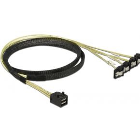 DeLOCK 85685 1 x Mini SAS HD SFF-8643 4 x SATA 7 pin Zwart, Geel kabeladapter/verloopstukje