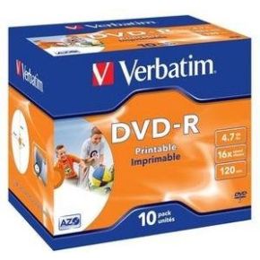 DVD-R Verbatim 16X 10st. Jewelcase Printable