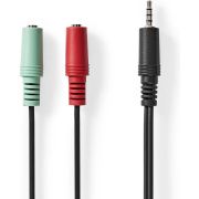 Nedis Stereo-Audiokabel | 3,5 mm Male | 2x 3,5 mm Female | Vernikkeld | 0.20 m | Rond | Antraciet | Doos