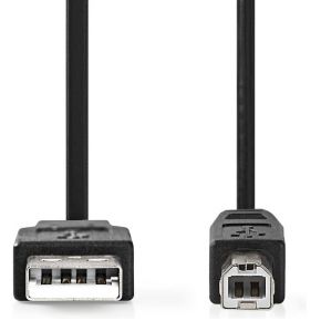 Nedis USB-Kabel | USB 2.0 | USB-A Male | USB-B Male | 480 Mbps | Vernikkeld | 2.0 m | Rond | PVC | Zwart |