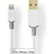 Nedis-USB-Kabel-USB-2-0-Apple-Lightning-8-Pins-USB-A-Male-480-Mbps-Verguld-3-0-m-Rond-PVC
