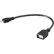 Akasa 15cm Micro USB - USB2.0 A USB-kabel 0,15 m Micro-USB A USB A Mannelijk Vrouwelijk Zwart