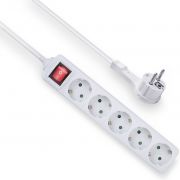 Productafbeelding van ACT Stekkerdoos met lichtgevende schakelaar en platte stekker, 5 sockets, 1,5 m, wit