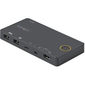StarTech.com 2 Port Hybride USB-A + HDMI & USB-C KVM Switch - Enkele 4K 60Hz HDMI 2.0 Monitor - Comp