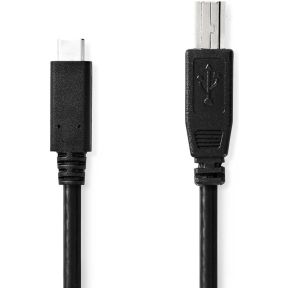 Nedis USB-Kabel | USB 2.0 | USB-C© Male | USB-B Male | 480 Mbps | Vernikkeld | 2.0 m | Rond | PVC | Zwar