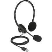 DeLOCK 27178 hoofdtelefoon/headset Bedraad Hoofdband Kantoor/callcenter USB Type-A Zwart