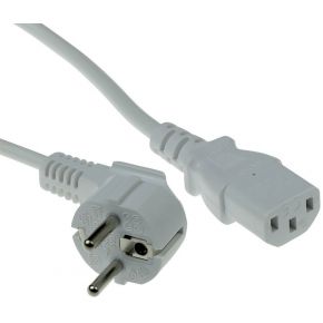 ACT Powercord mains connector CEE 7/7 male angled - C13 white 0.5 m Wit 0,5 m CEE7/7 C13 stekker