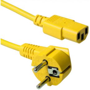 ACT Powercord mains connector CEE 7/7 male angled - C13 yellow 5 m Geel