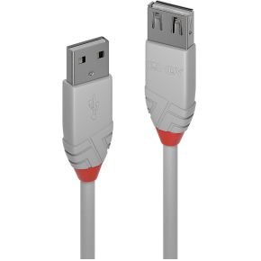 Lindy 36714 Anthra Line USB-kabel 3 m USB A Mannelijk Vrouwelijk Grijs