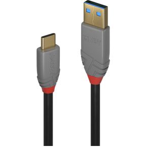 Lindy 36911 USB-kabel 1 m USB C USB A Mannelijk Zwart, Grijs