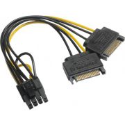 Akasa-AK-CBPW19-15-kabeladapter-verloopstukje-6-2pin-PCIe-SATA-Zwart