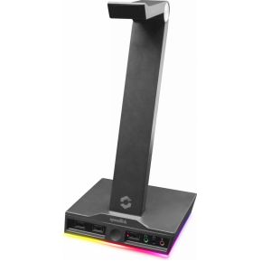Speedlink EXCELLO Illuminated Headset Stand, 3-Port USB 2.0 Hub, integrated Soundcard - Black