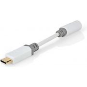 Nedis-USB-Adapter-USB-2-0-USB-C-copy-Male-3-5-mm-Female-0-1-m-Rond-Verguld-PVC-Wit-Doos