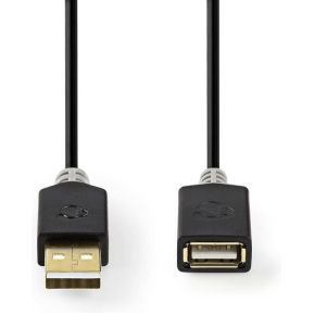 Nedis USB-Kabel | USB 2.0 | USB-A Male | USB-A Female | 480 Mbps | Verguld | 3.0 m | Rond | PVC | Antracie