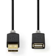 Nedis-USB-Kabel-USB-2-0-USB-A-Male-USB-A-Female-480-Mbps-Verguld-3-0-m-Rond-PVC-Antracie