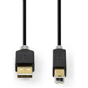 Nedis USB-Kabel | USB 2.0 | USB-A Male | USB-B Male | 480 Mbps | Verguld | 1.0 m | Rond | PVC | Antraciet