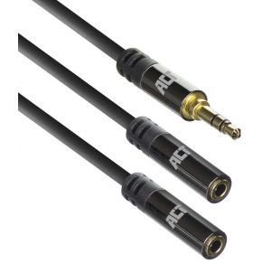 ACT AC3620 audio kabel 0,15 m 3.5mm 2 x 3.5mm Zwart