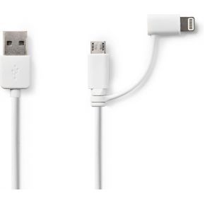 Nedis 2-in-1 Sync and Charge-Kabel | USB-A Male - Micro-B Male / Apple Lightning 8-Pins Male | 1,0 m | Wit