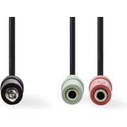 Nedis Audiokabel Headset | 3,5 mm Male - 2x 3,5 mm Female | 0,2 m | Zwart