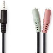 Nedis Audiokabel Headset | 3,5 mm Male - 2x 3,5 mm Female | 0,2 m | Zwart