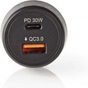 Nedis-Autolader-3-0-A-USB-QC-3-0-USB-C-Power-Delivery-30-W-Zwart