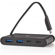 Nedis Computer Hub | USB-C | 2x USB-C / 2x USB 3.0 (10 G) | Voeding: 100 W | Zwart