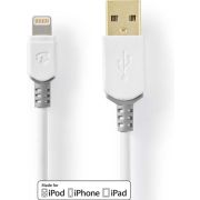 Nedis-Data-en-Oplaadkabel-Apple-Lightning-8-pins-male-USB-A-male-1-0-m-Wit-CCBW39300WT10-