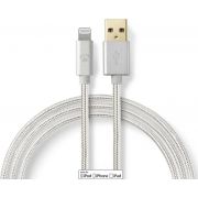 Nedis-Data-en-Oplaadkabel-Apple-Lightning-8-pins-male-USB-A-male-3-0-m-Aluminium