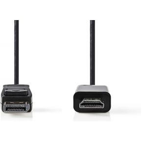 Nedis DisplayPort - HDMI-Kabel | DisplayPort Male - HDMI-Connector | 2,0 m | Zwart [CCGB37100BK20]