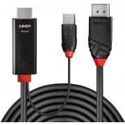 Lindy-41498-video-kabel-adapter-1-m-HDMI-USB-Type-A-DisplayPort-Zwart