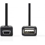 Nedis On-the-Go USB 2.0-Kabel | Mini 5-Pins Male - A Female | 0,2 m | Zwart